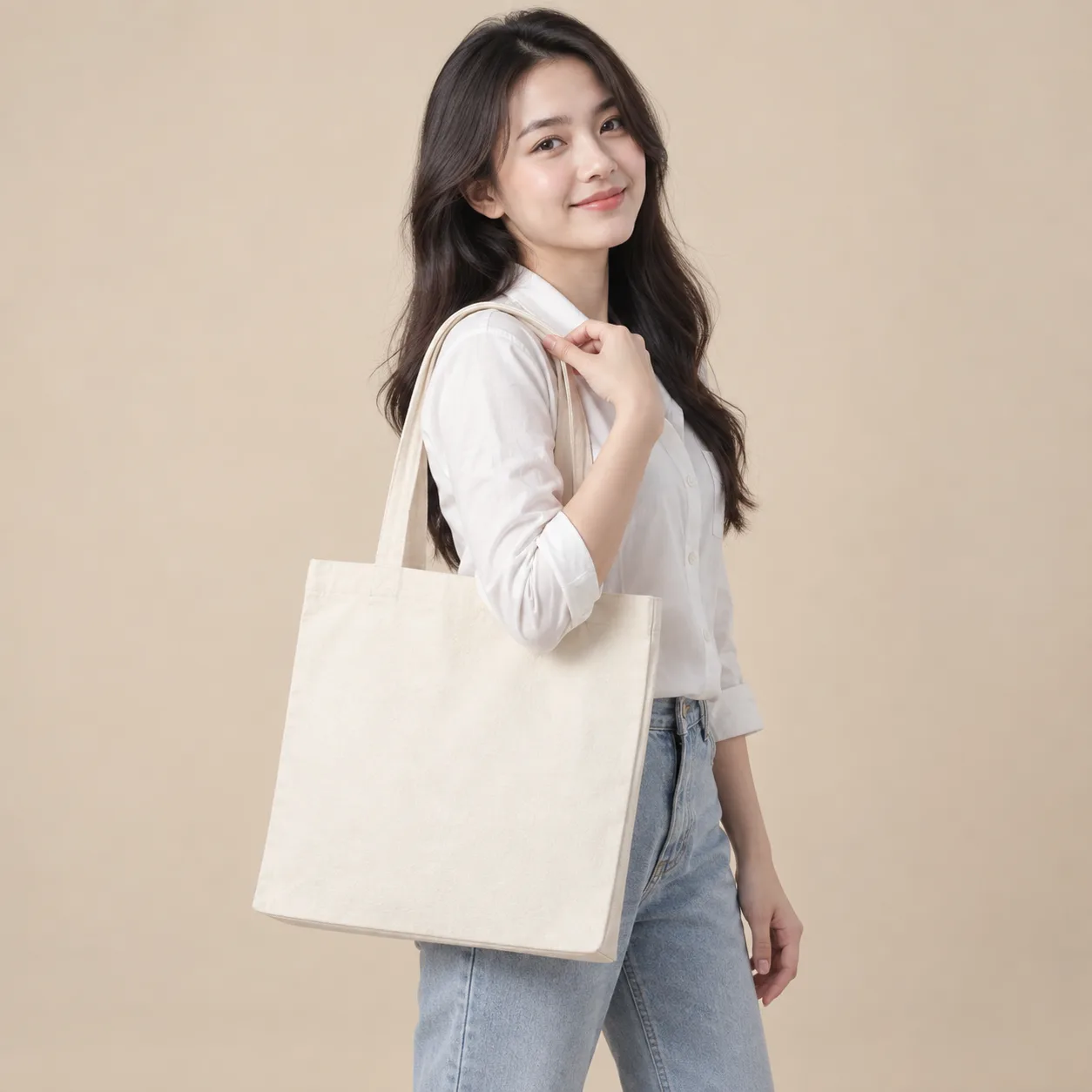Ảnh thực tế Túi Canvas Chặt Đáy Form Phẳng tại Tuivaikhongdet.vn