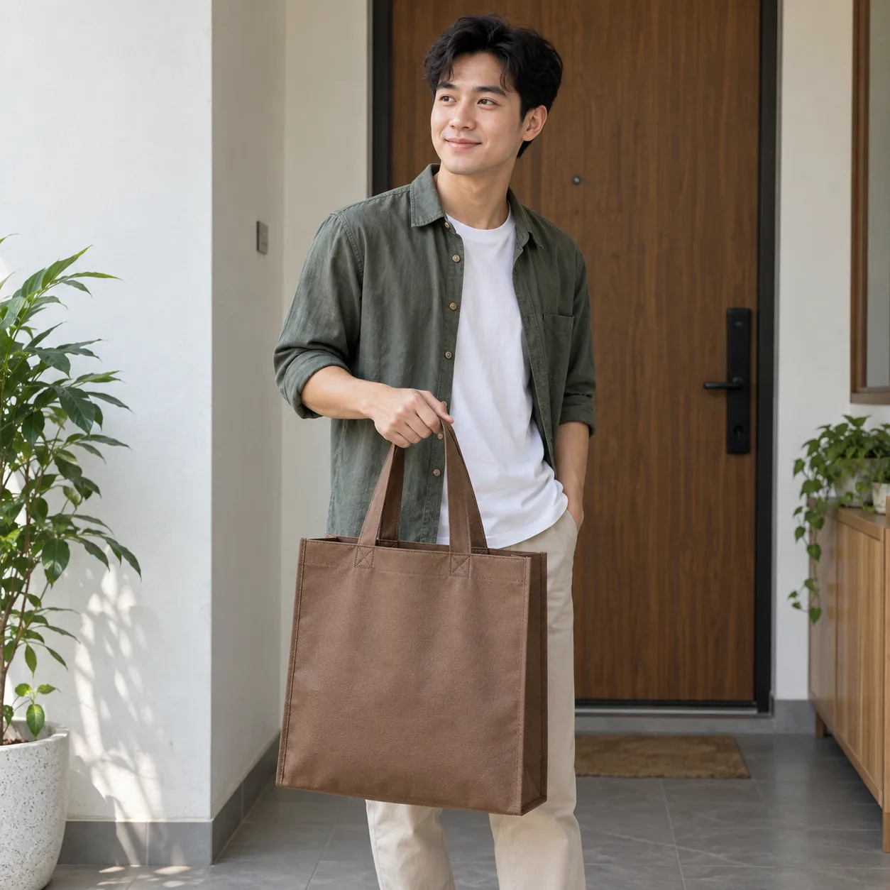 Ảnh thực tế Túi Không Dệt Nâu Theo Yêu Cầu tại Tuivaikhongdet.vn