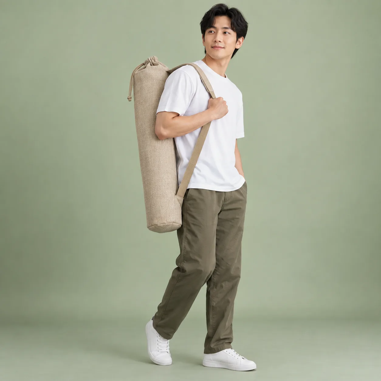 Ảnh thực tế Túi Linen Dáng Dài Đựng Thảm Yoga tại Tuivaikhongdet.vn