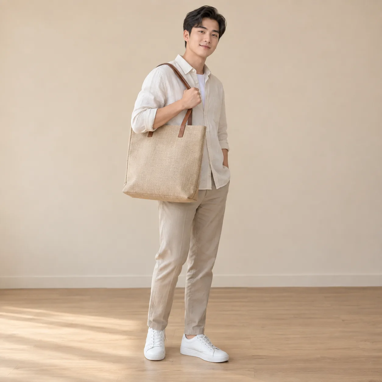 Ảnh thực tế Túi Linen Phối Quai Da tại Tuivaikhongdet.vn