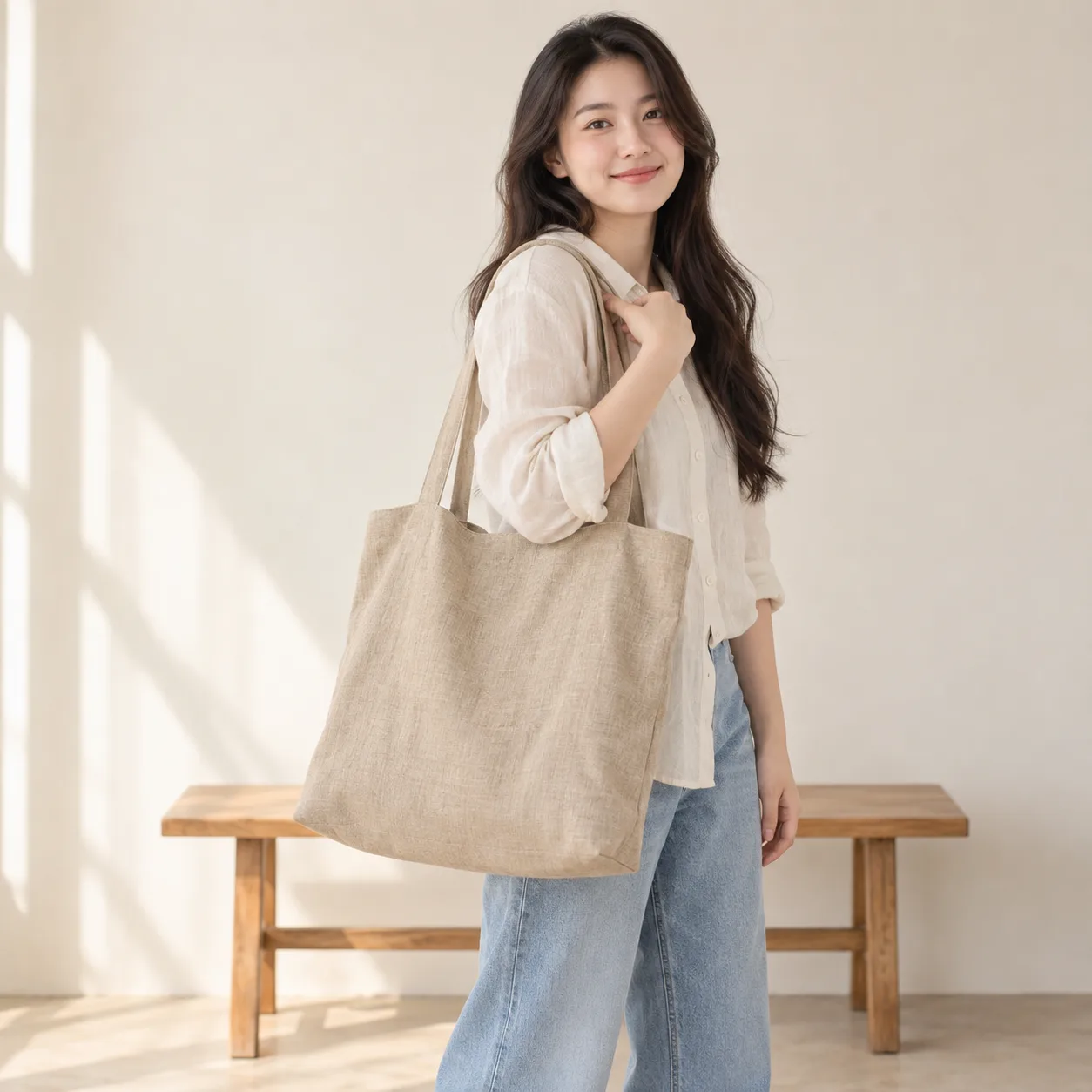 Ảnh thực tế Túi Linen Quai Thả Dáng Mềm tại Tuivaikhongdet.vn