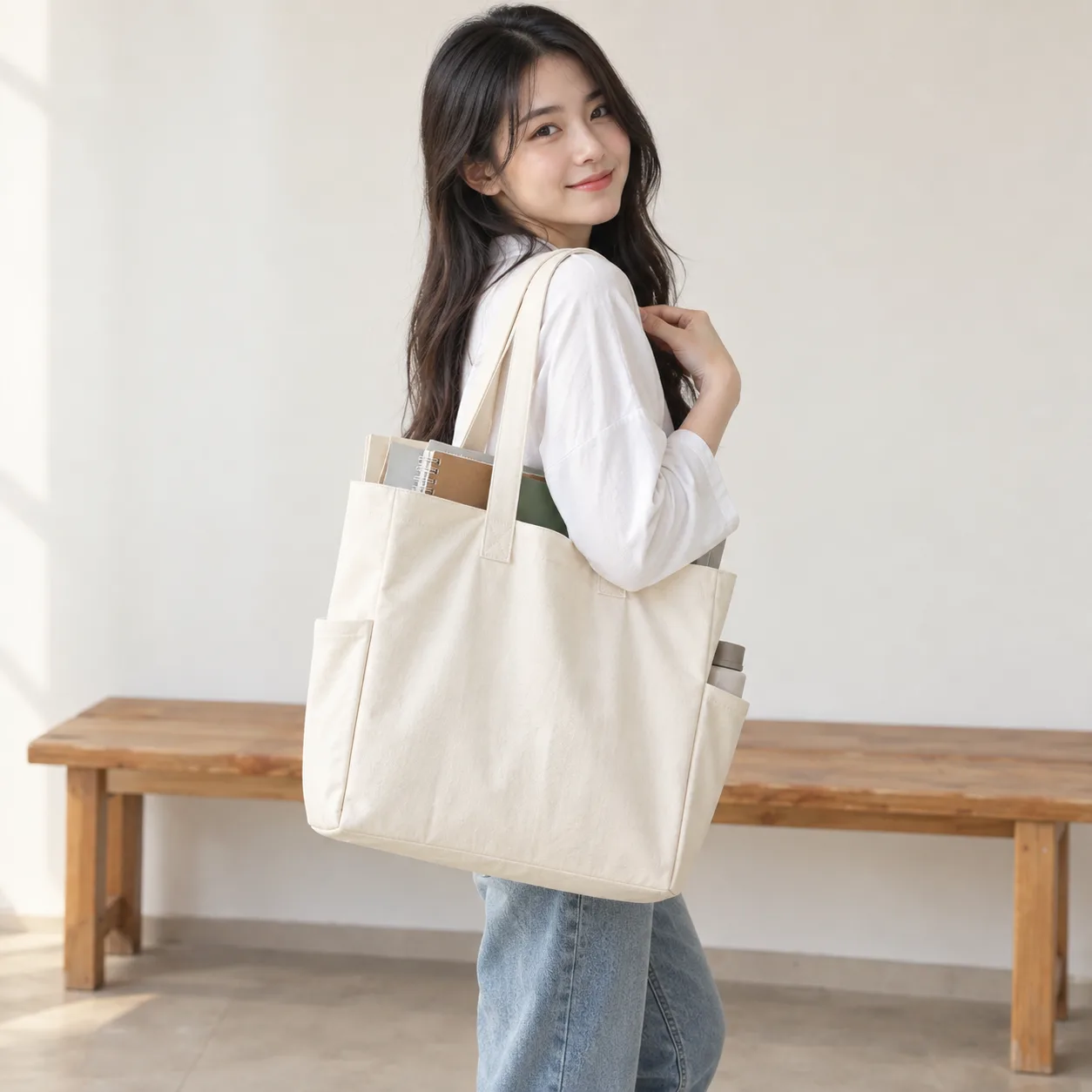 Ảnh thực tế Túi Tote Canvas Đựng Sách Đi Học tại Tuivaikhongdet.vn