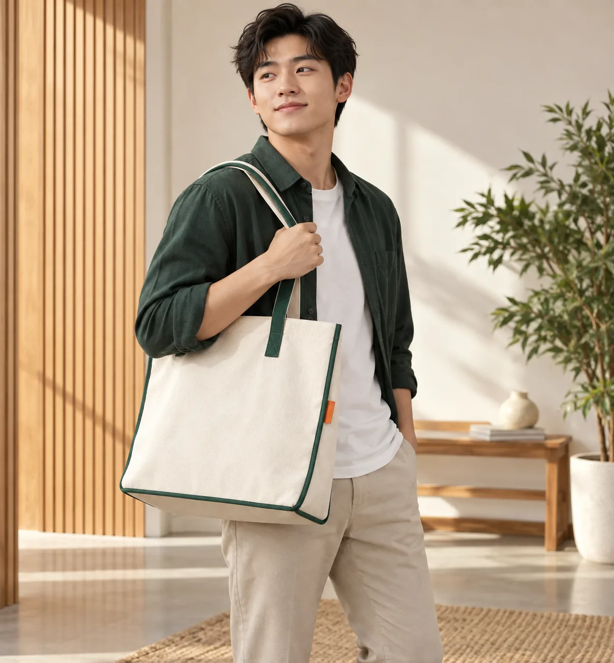 Túi canvas tự nhiên và xanh