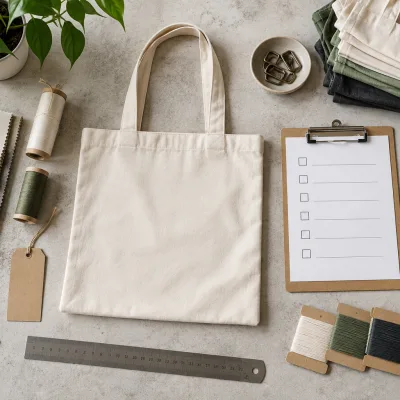 Mẫu túi vải và bảng checklist chuẩn bị đơn hàng số lượng lớn