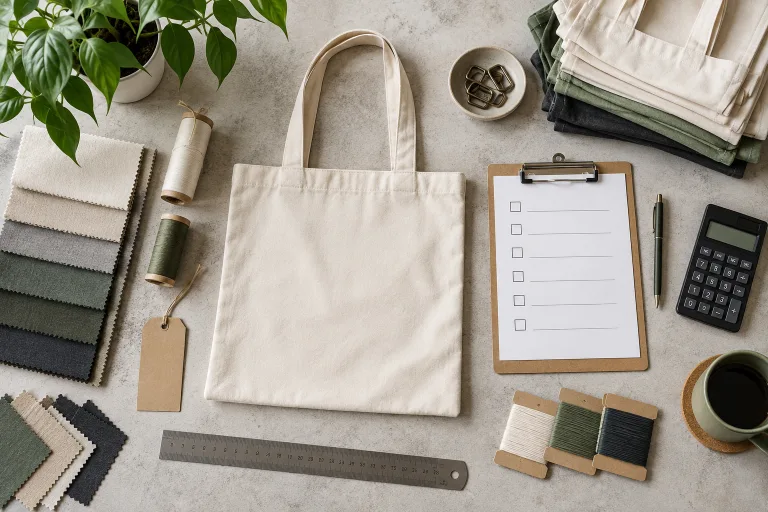 Mẫu túi vải và bảng checklist chuẩn bị đơn hàng số lượng lớn