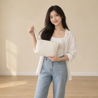 Túi Canvas Cầm Tay Theo Yêu Cầu – ảnh sản phẩm với người mẫu Việt Nam