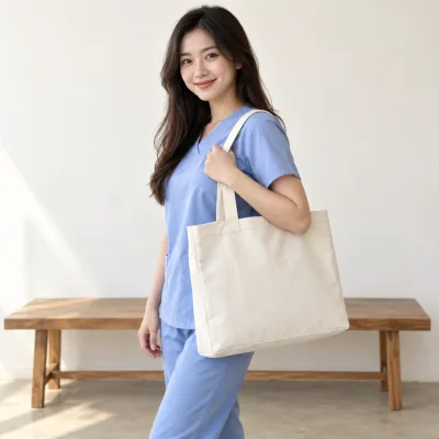 Túi Canvas Đựng Hồ Sơ Y Tế – ảnh sản phẩm với người mẫu Việt Nam