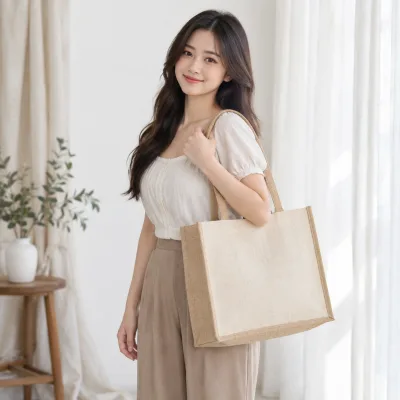Túi Linen Đựng Quà Hội Nghị Sự Kiện – ảnh sản phẩm với người mẫu Việt Nam
